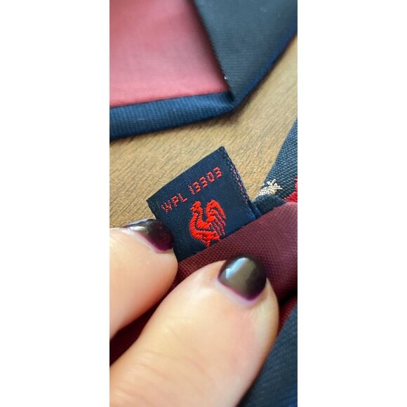 Vintage Men’s ROOSTER Tie Navy With Red Bear & Beige Dog Polyester And Silk Wove - Picture 6 of 6